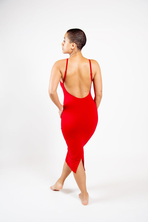Nata Pencil Dress in Pomegranate Red - Manners London
