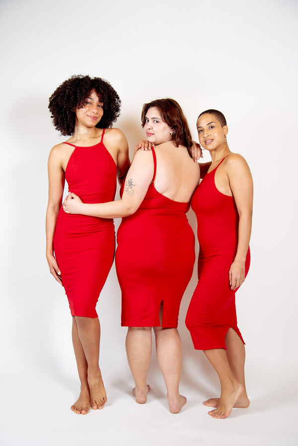 Nata Pencil Dress in Pomegranate Red - Manners London