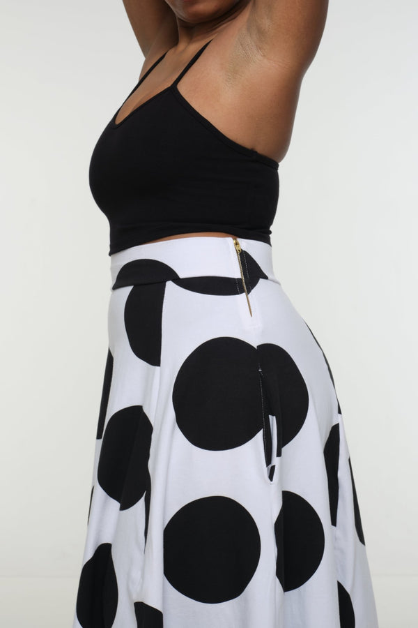 NEW Asri Skirt with thin waist band in Polka Dot - Manners London
