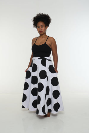 NEW Asri Skirt with thin waist band in Polka Dot - Manners London