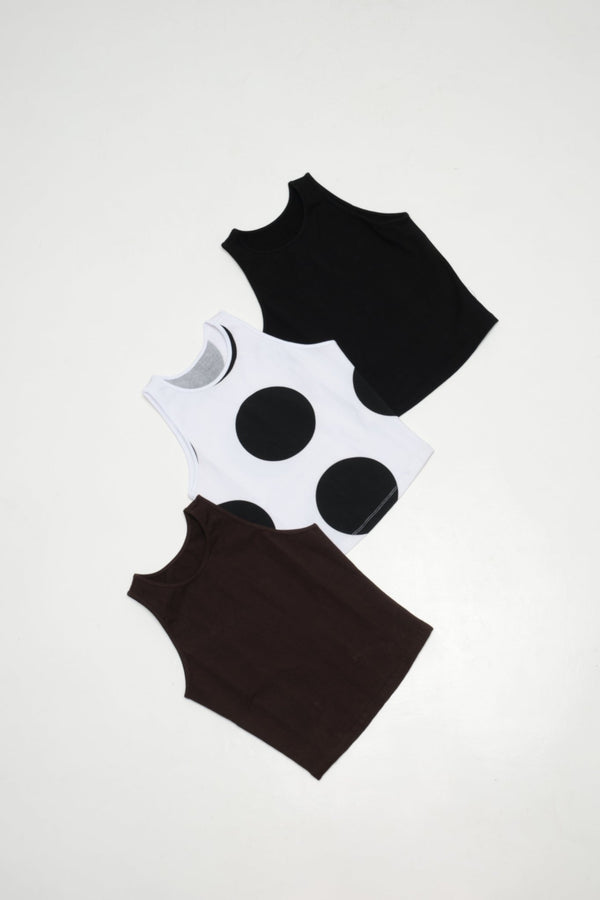 NEW IZA MID CROP 3 PACK in Cafè, Polka dot and Black - Manners London