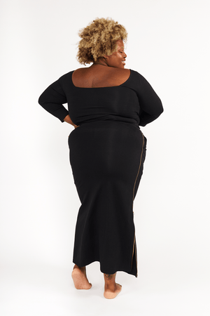 New Square Neck Crop Top (Long Sleeves) in Black - Manners London