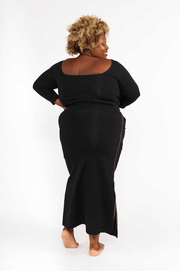 New Square Neck Crop Top (Long Sleeves) in Black - Manners London