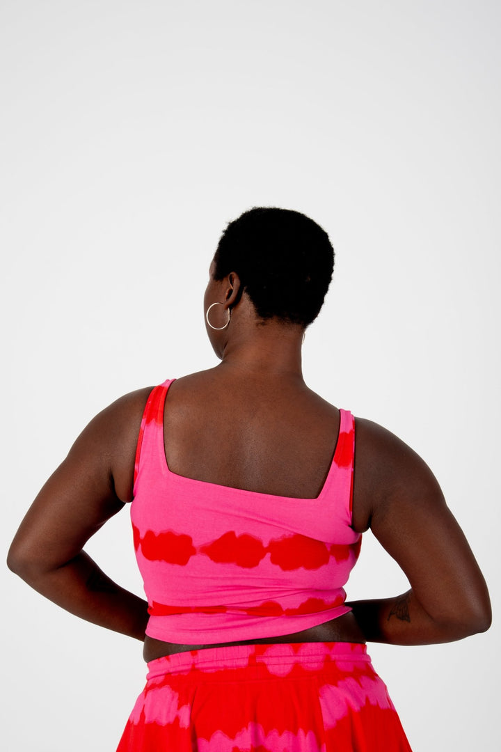 New Square Neck Crop Vest in Blot Pink - Manners London