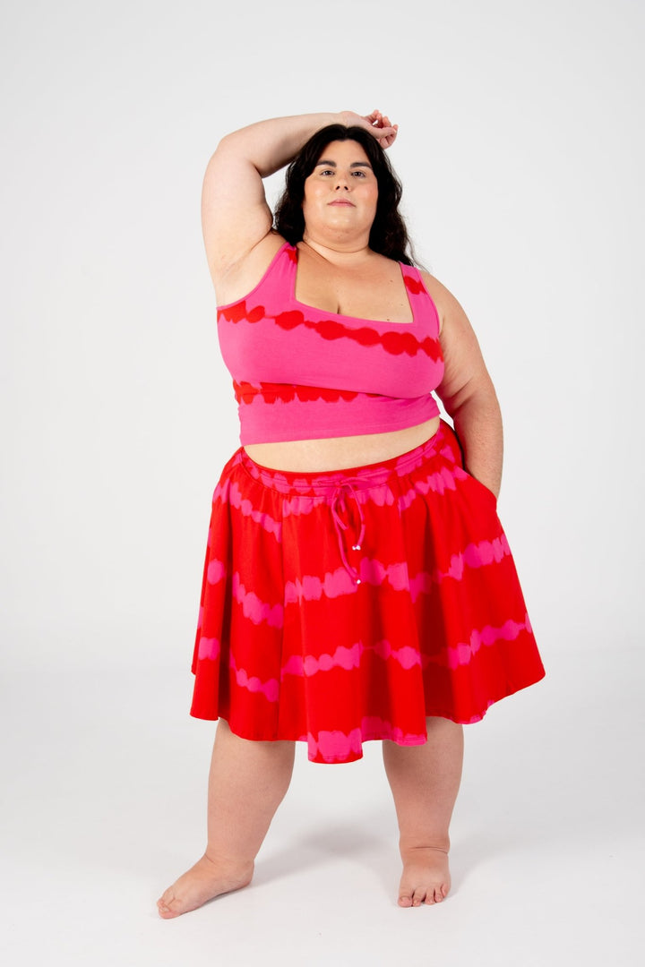 New Square Neck Crop Vest in Blot Pink - Manners London