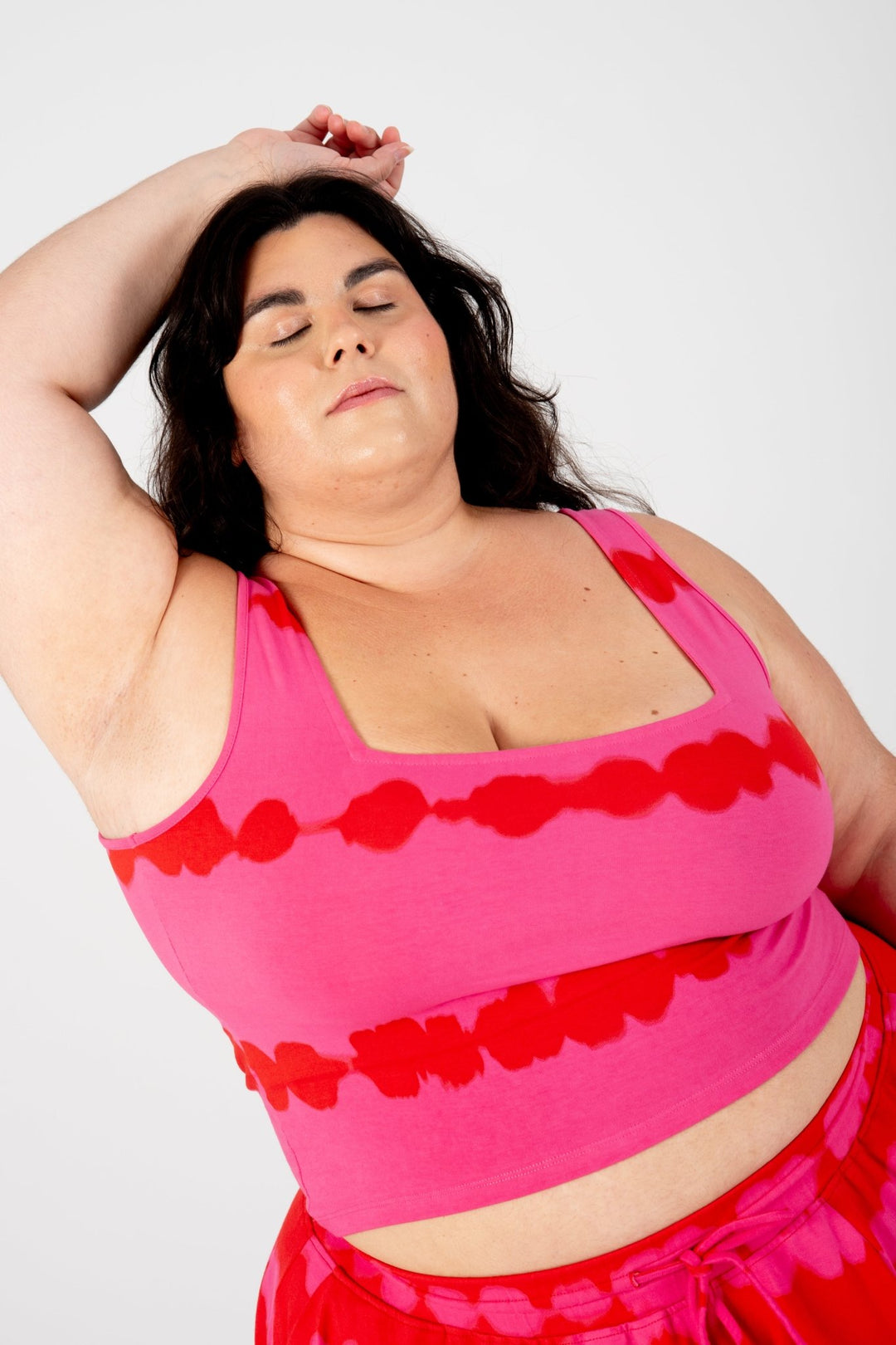 New Square Neck Crop Vest in Blot Pink - Manners London