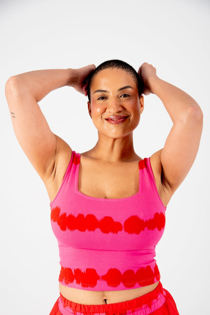 New Square Neck Crop Vest in Blot Pink - Manners London