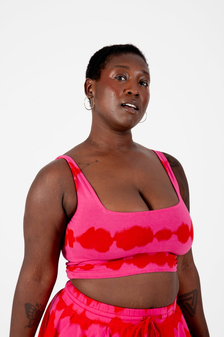 New Square Neck Crop Vest in Blot Pink - Manners London