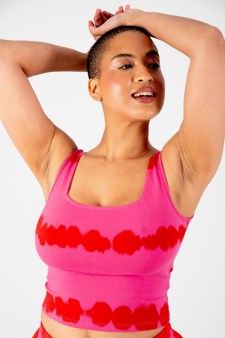 New Square Neck Crop Vest in Blot Pink - Manners London