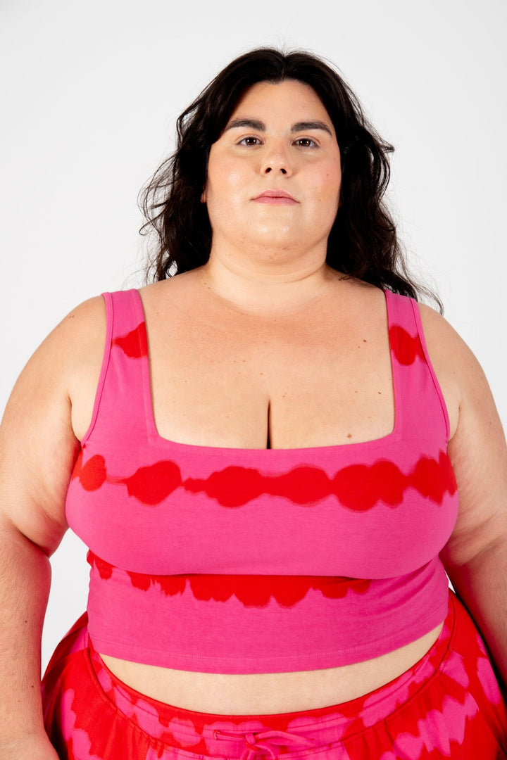 New Square Neck Crop Vest in Blot Pink - Manners London