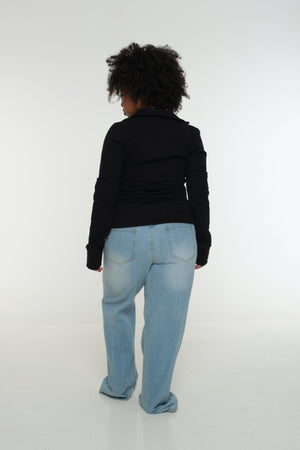 New Zip Jacketin Black and Black rib - Manners London