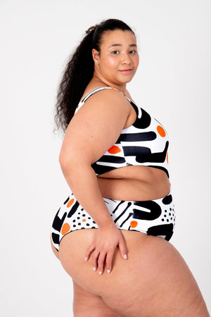 One Piece Reversible Tall In Cuppa Print and Black - Manners London