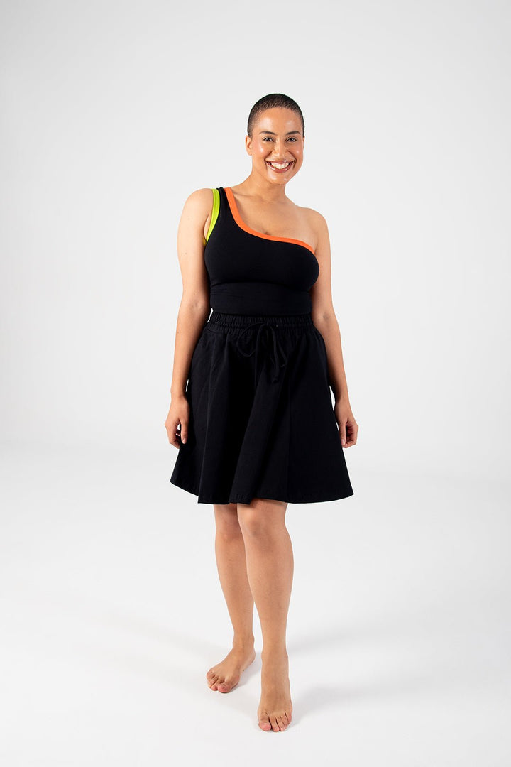 One Shoulder Binding Full Length Top in Black - Manners London