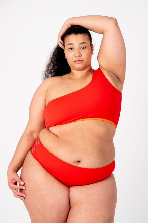 One Shoulder Reversible Top In All The Fire - Manners London
