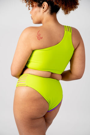 One Shoulder Reversible Top In Grape and Apple Sours - Manners London