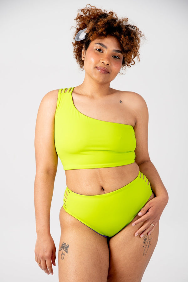 One Shoulder Reversible Top In Grape and Apple Sours - Manners London