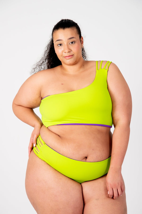 One Shoulder Reversible Top In Grape and Apple Sours - Manners London