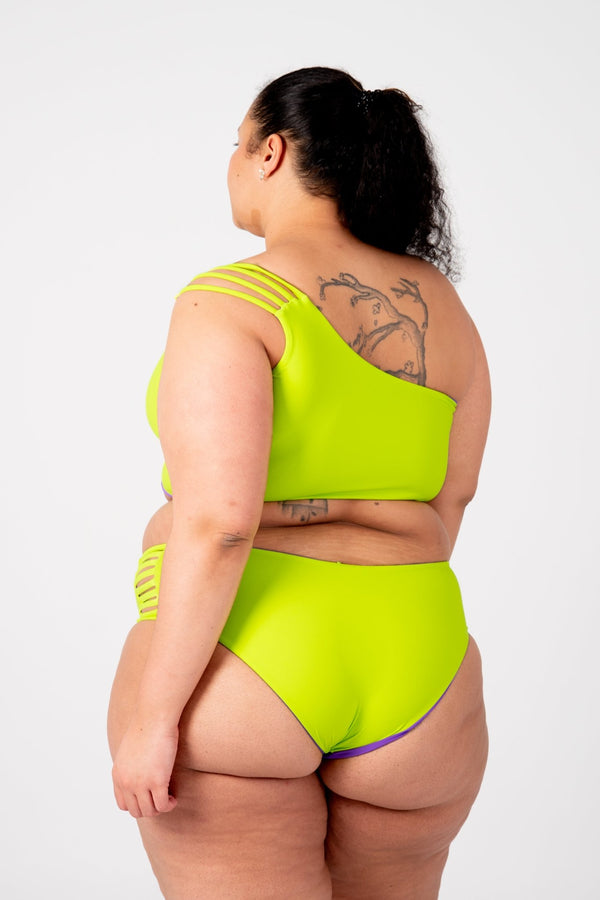 One Shoulder Reversible Top In Grape and Apple Sours - Manners London