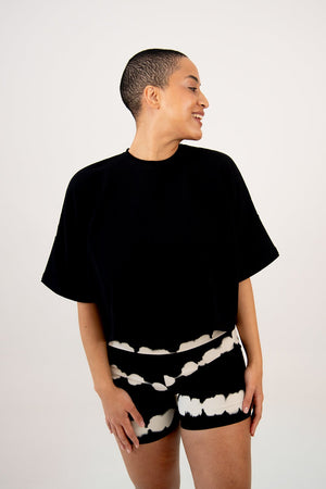 Oversize Crop Tee In Black - Manners London