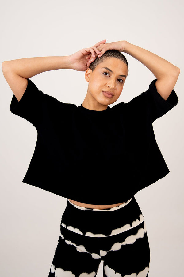 Oversize Crop Tee In Black - Manners London