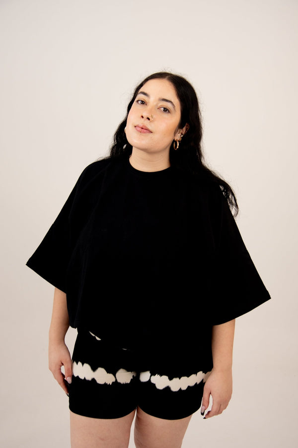 Oversize Crop Tee In Black - Manners London