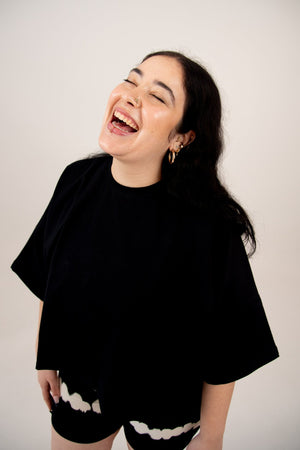 Oversize Crop Tee In Black - Manners London