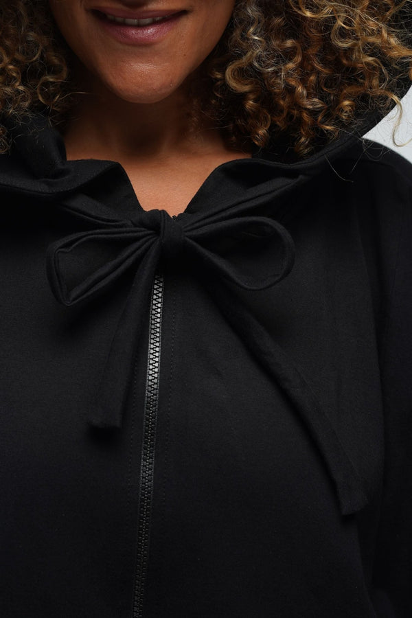 Oversized Balloon Hoodie with Zip in Black - Manners London
