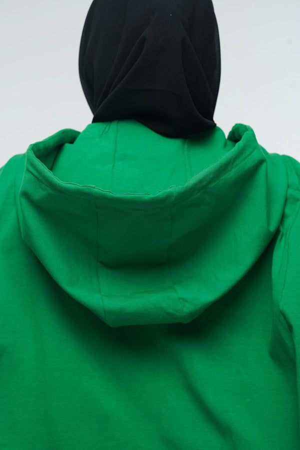 Oversized Balloon Hoodie with Zip in Grass Green - Manners London