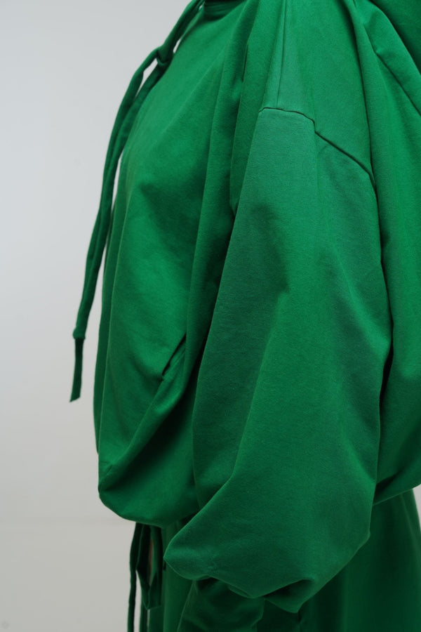 Oversized Balloon Hoodie with Zip in Grass Green - Manners London