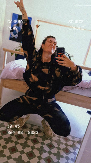 Oversized Cropped Hoodie in Acid Wash - Manners London