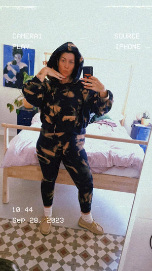 Oversized Cropped Hoodie in Acid Wash - Manners London