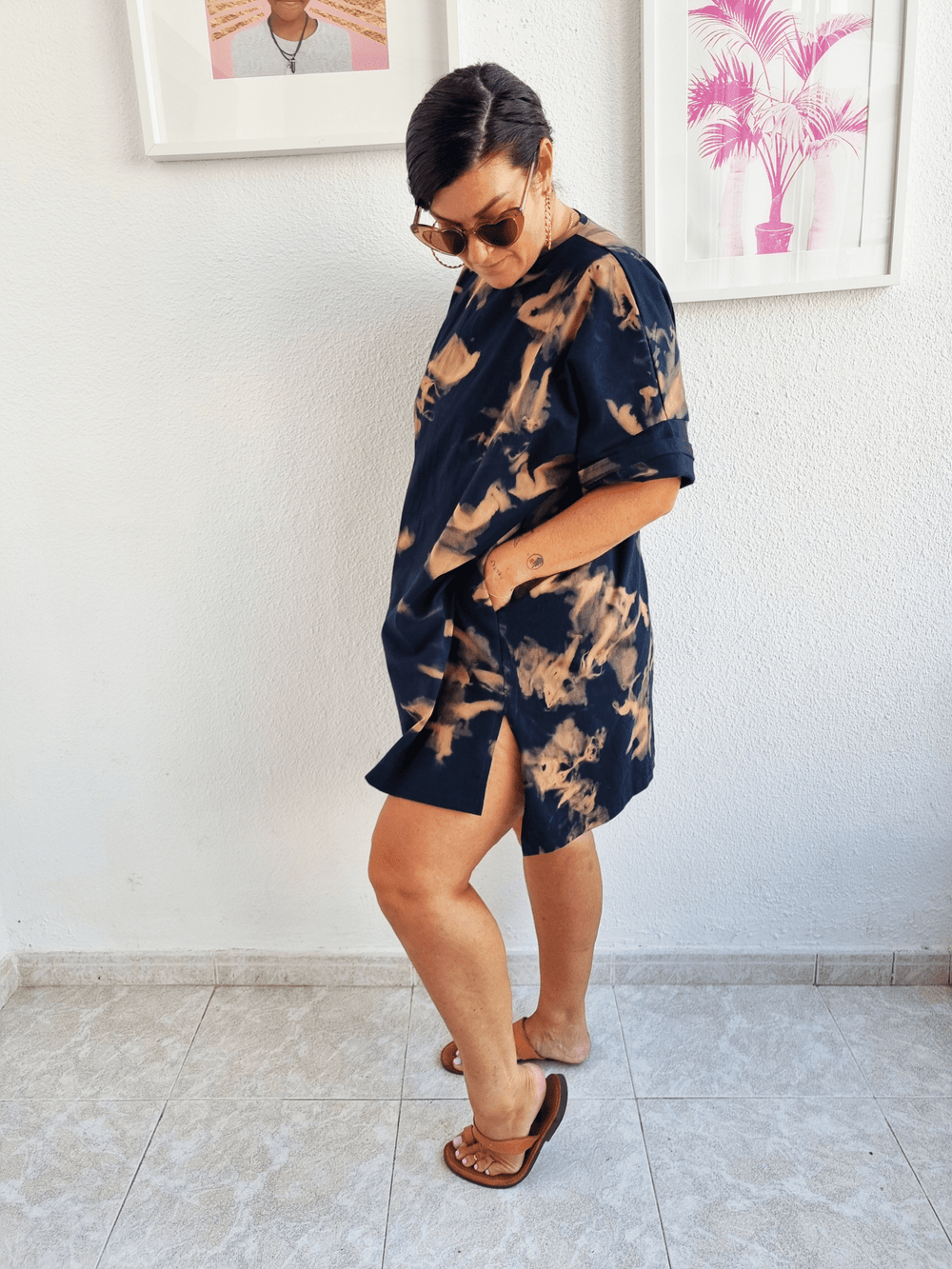 Oversized Shirt Dress in Acid Wash - Manners London