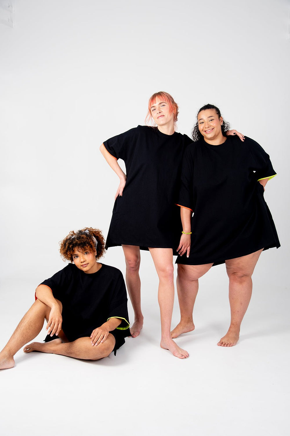 Oversized T-Shirt Mini Dress in Black Flame and Lime - Manners London