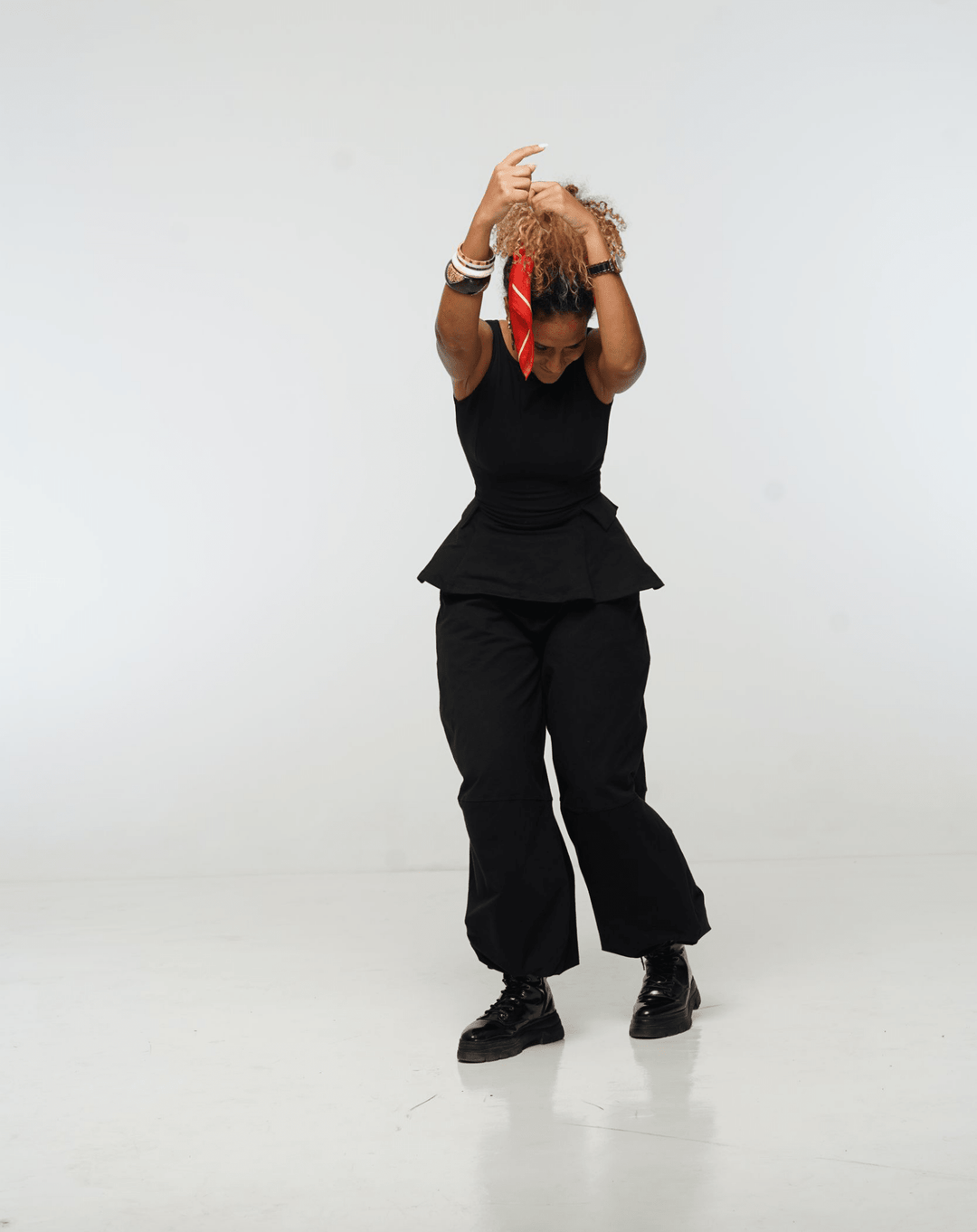 Peplum Boat Neck top With Pockets in Black - Manners London