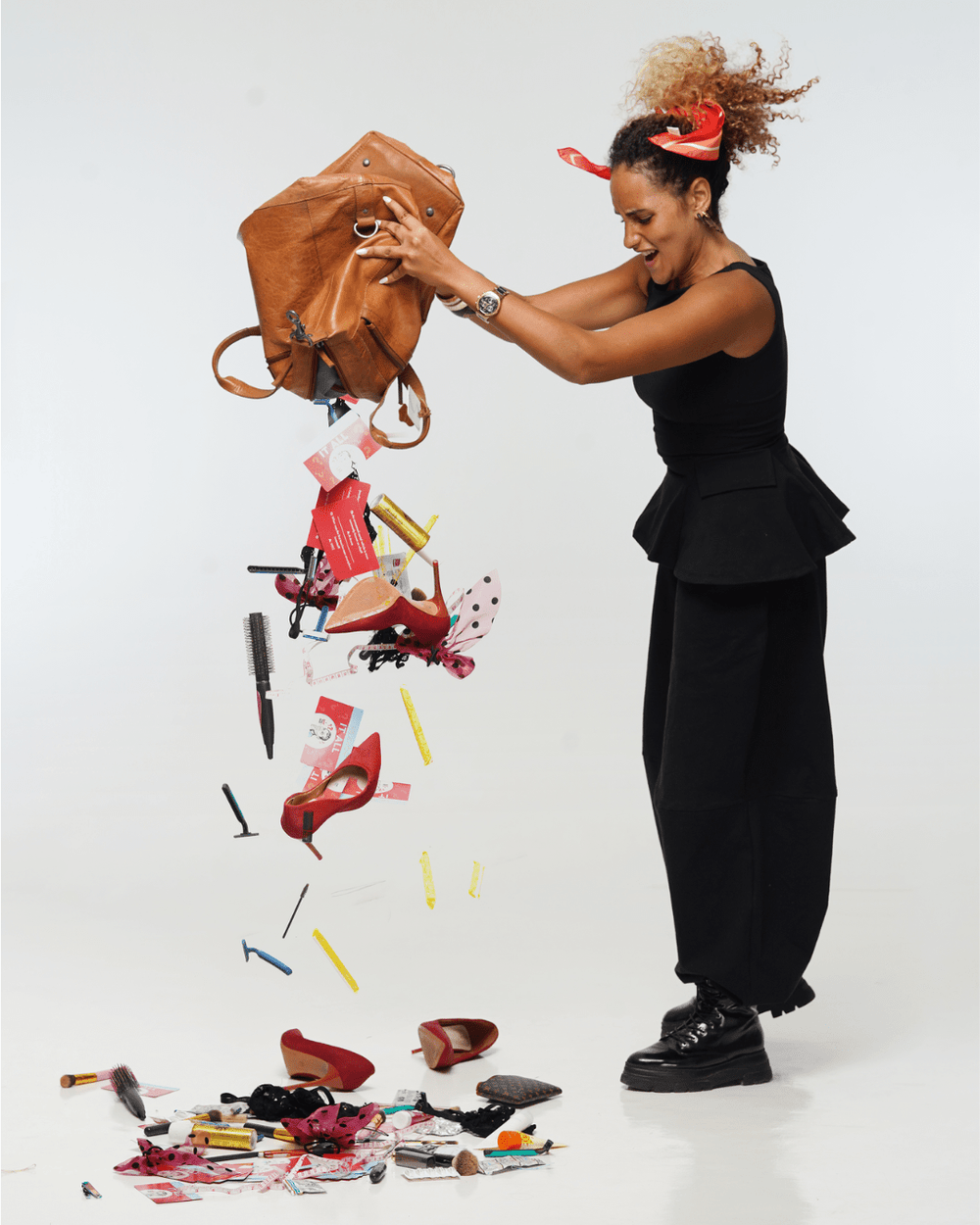 Peplum Boat Neck top With Pockets in Black - Manners London