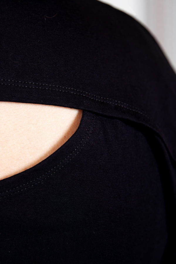 Popper Mid Crop short sleeved shirt in Black - Manners London