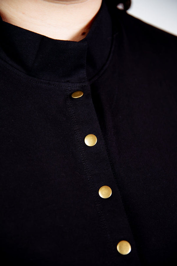 Popper Mid Crop short sleeved shirt in Black - Manners London