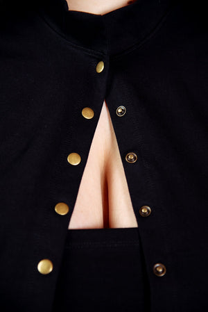 Popper Mid Crop short sleeved shirt in Black - Manners London