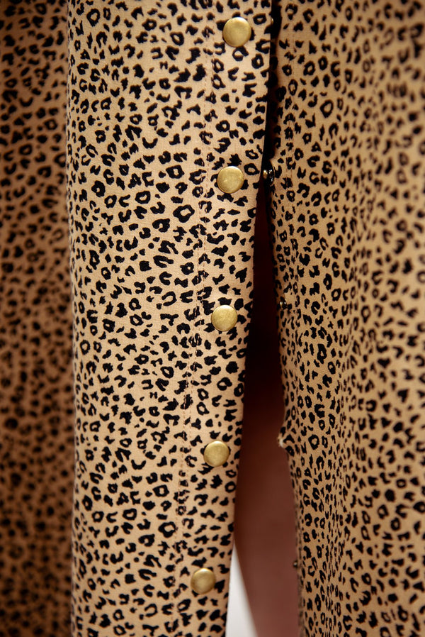 Popper Midi Skirt in Classic Leopard - Manners London