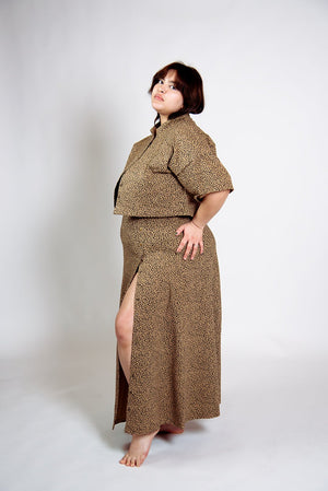 Popper Midi Skirt in Classic Leopard - Manners London