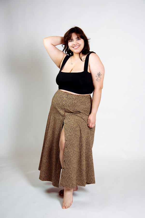 Popper Midi Skirt in Classic Leopard - Manners London