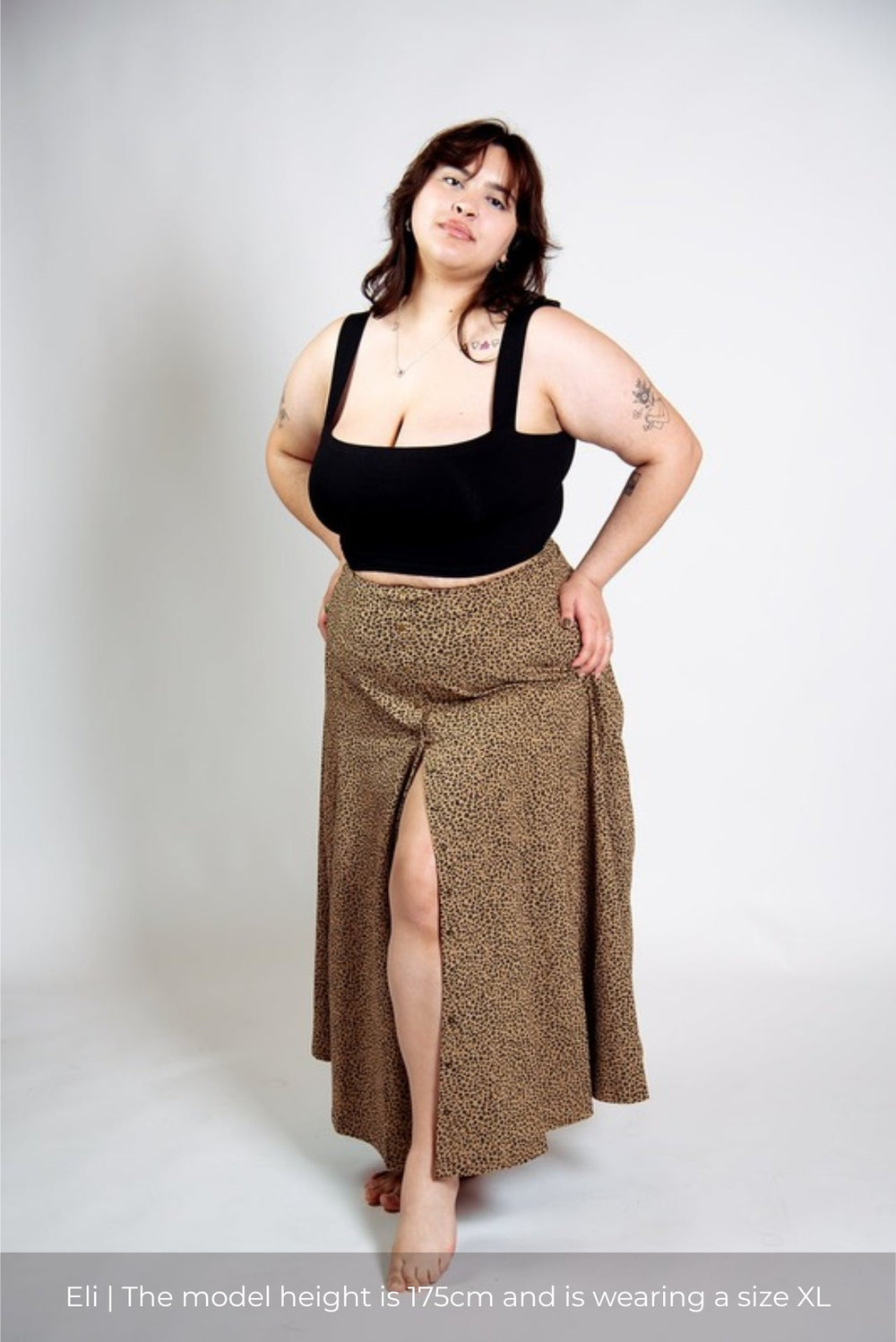 Popper Midi Skirt in Classic Leopard - Manners London