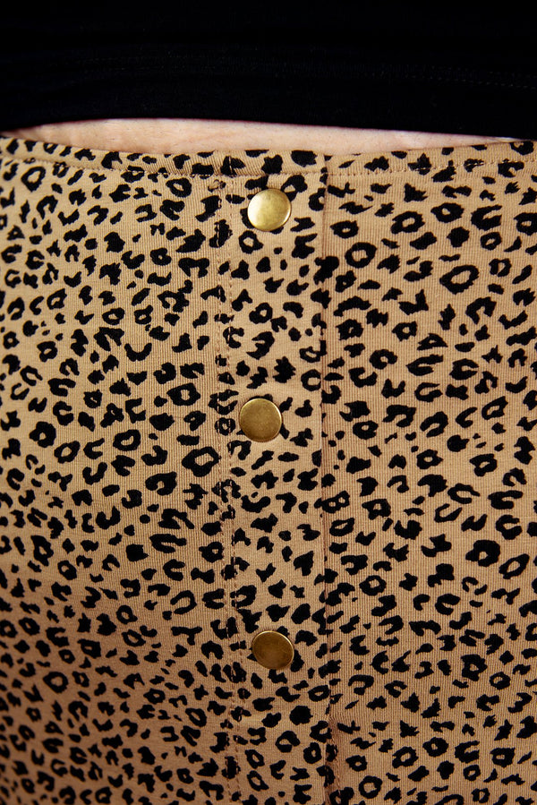 Popper Midi Skirt in Classic Leopard - Manners London