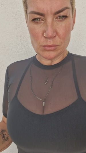 Mesh Top short sleeve in Forest