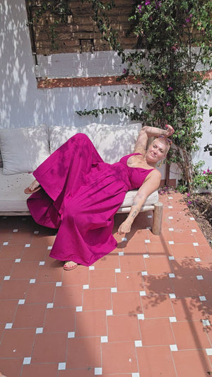 Corset Puff Maxi Dress (with pockets) in Pinky-Purply