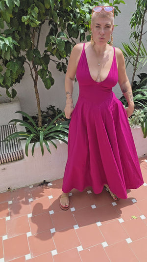 Corset Puff Maxi Dress (with pockets) in Pinky-Purply