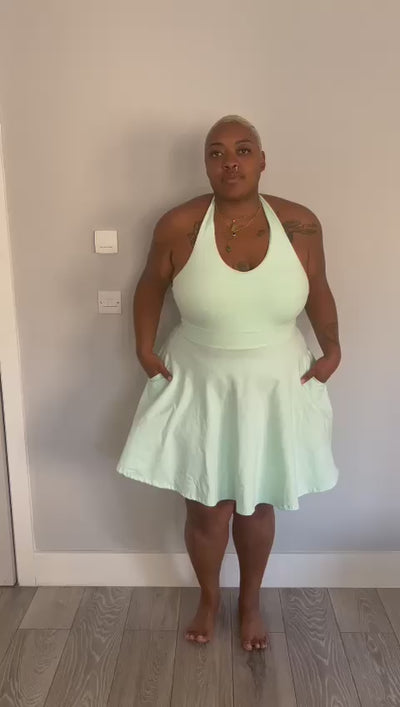 Halter Neck Skater Dress in Minty
