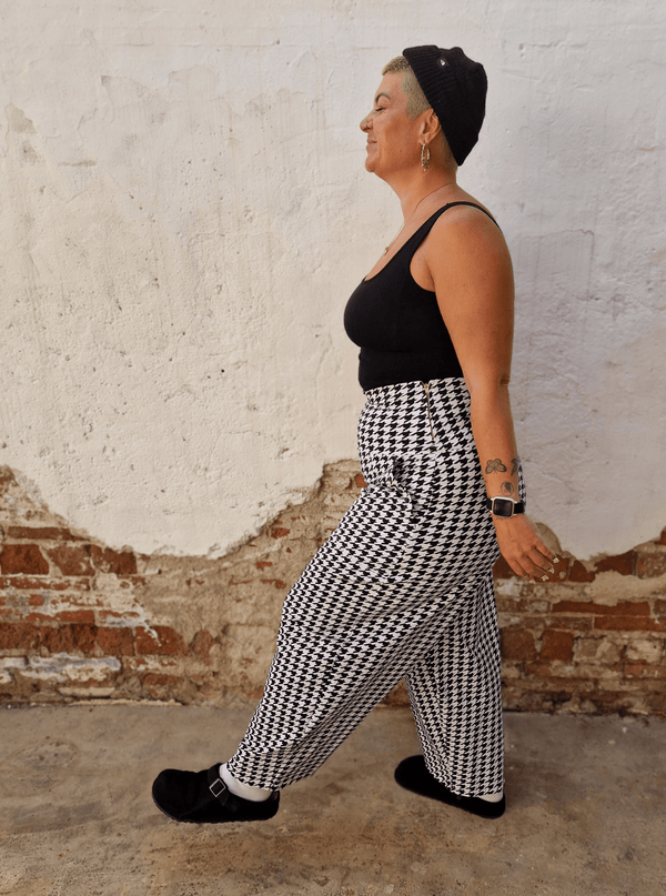 Puff Pants (Longer leg) in Houndstooth Print - Manners London