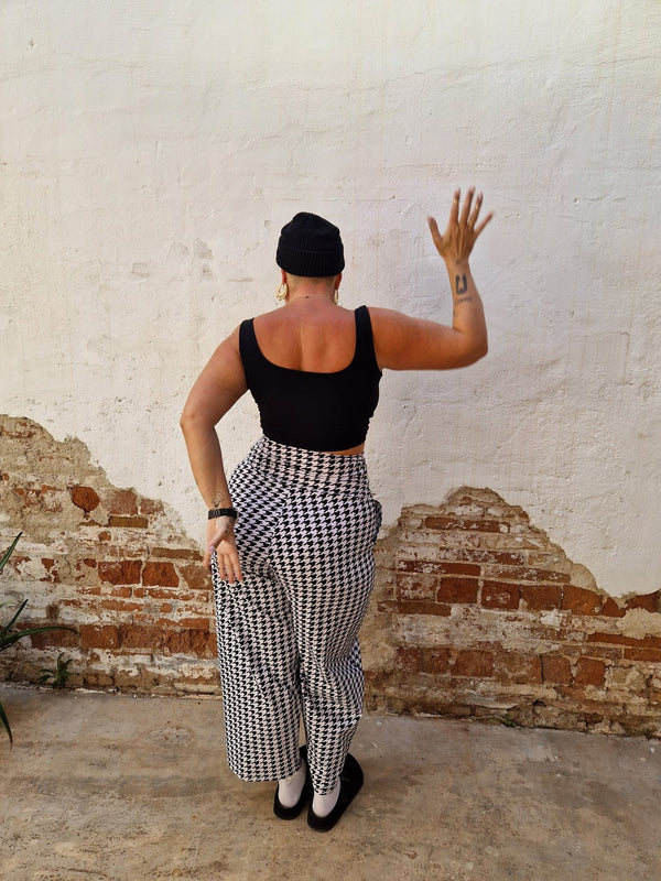 Puff Pants (Longer leg) in Houndstooth Print - Manners London