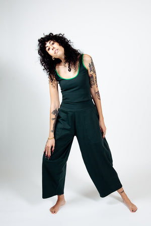 Puff Pants Petite in Forest Green - Manners London